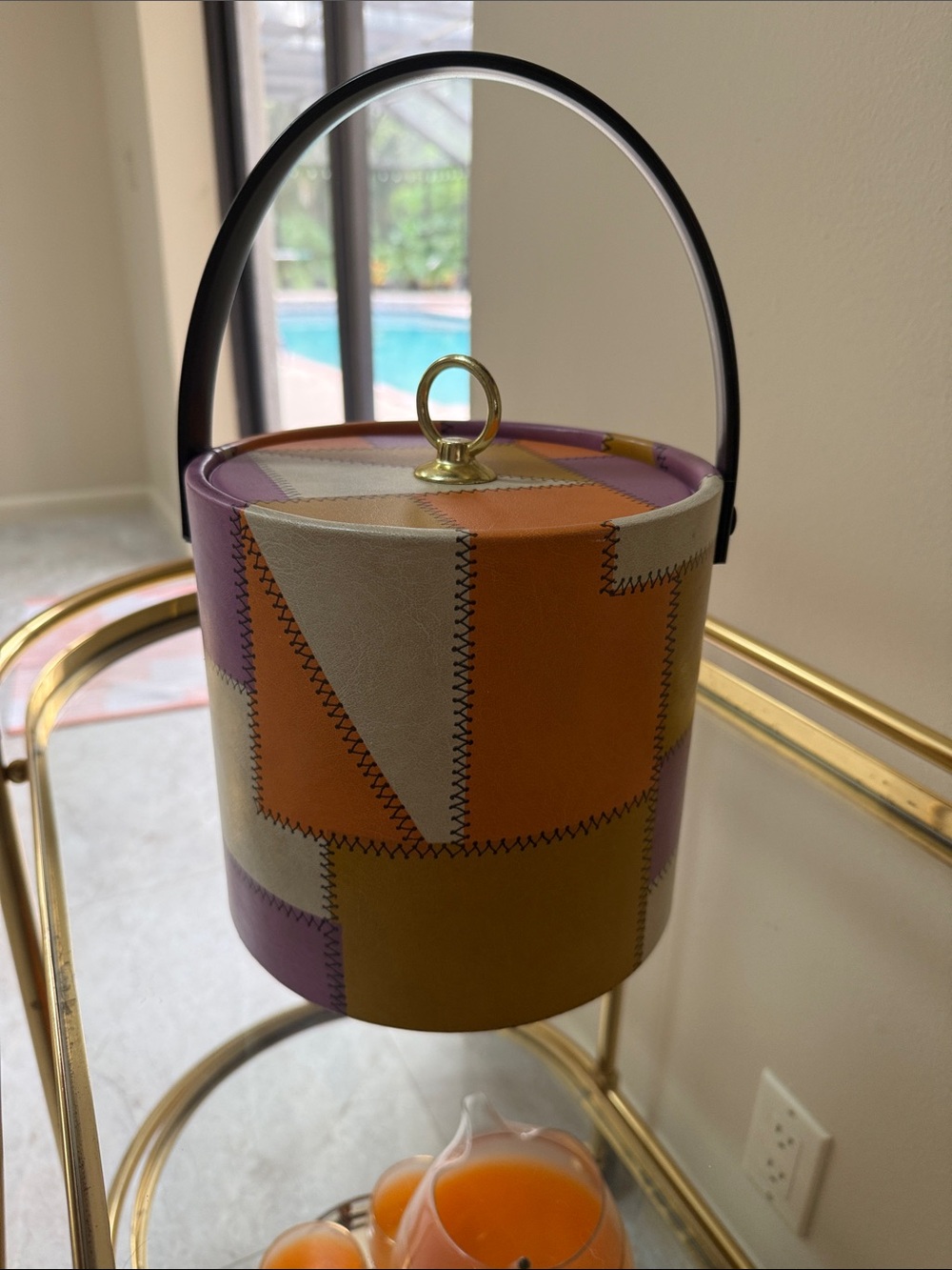 Mid Century Multicolor Patchwork  Ice Bucket - Picture 12 of 17